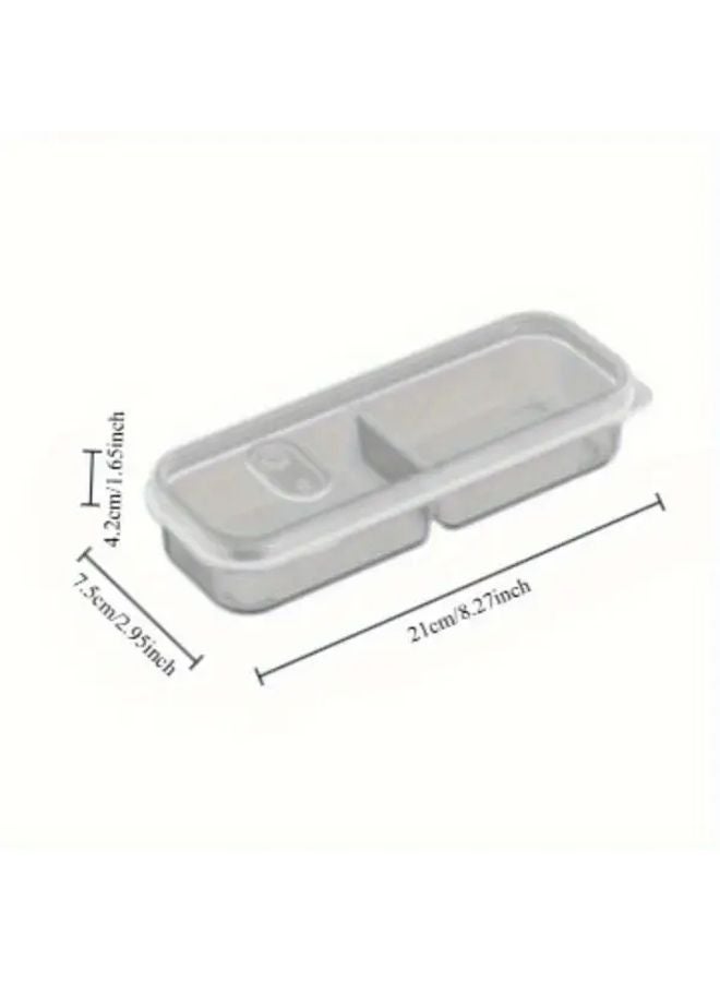 5Pcs Two Part Grid Clear Plastic Food Storage Containers Stackable Fridge Organizer - Image 4